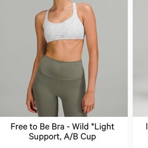 Lululemon Free to be Wild Bra, Size 8, Grey and Mint Green